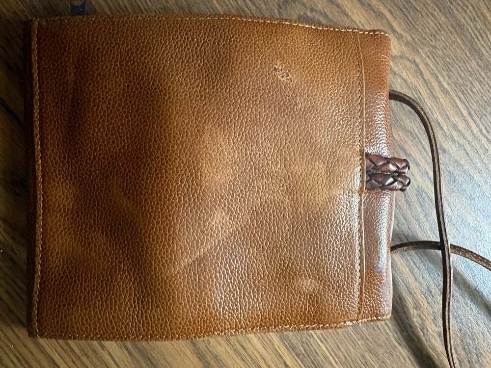 Vintage Brown Pebbled Leather Travel Wallet Organizer with Toggle Closure - Picture 4 of 6